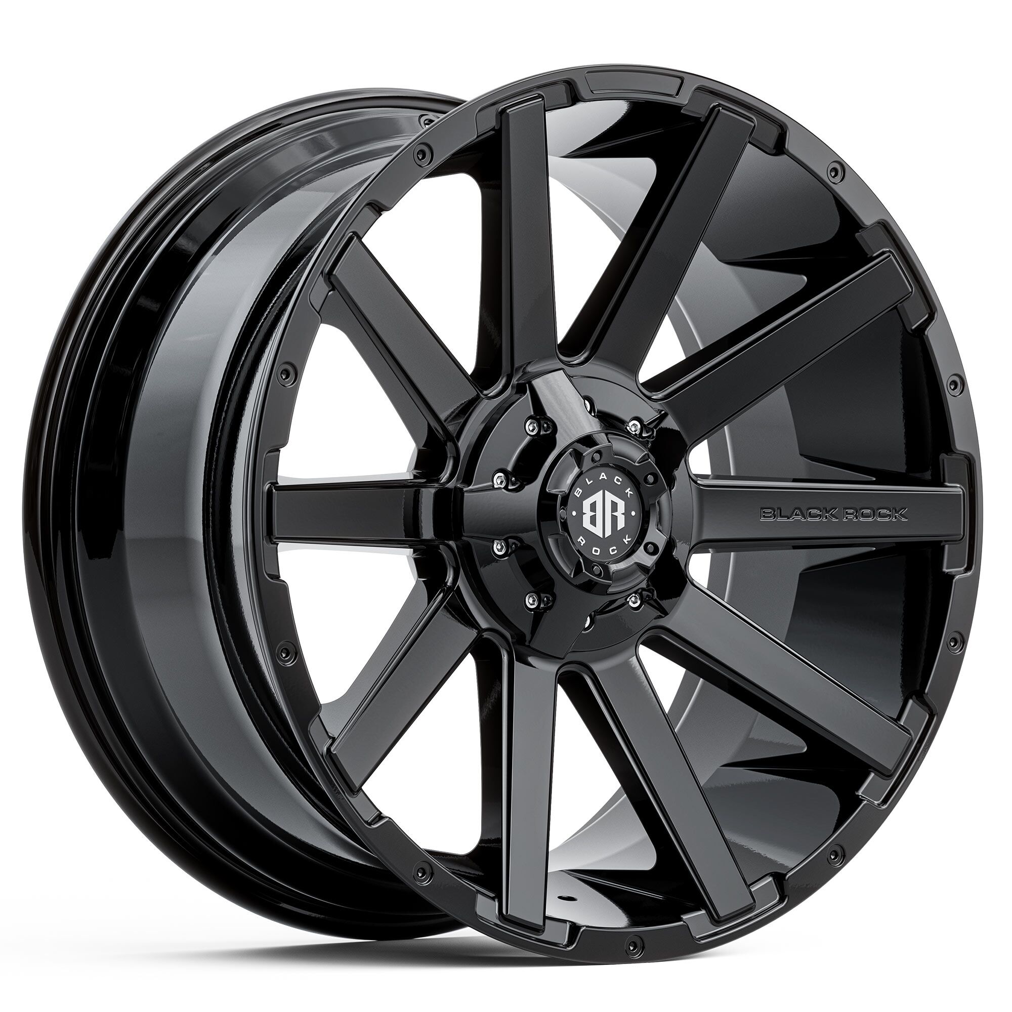 4x4 Wheels for Truck and 4WD Black Rock Forcer Gloss Black Rims